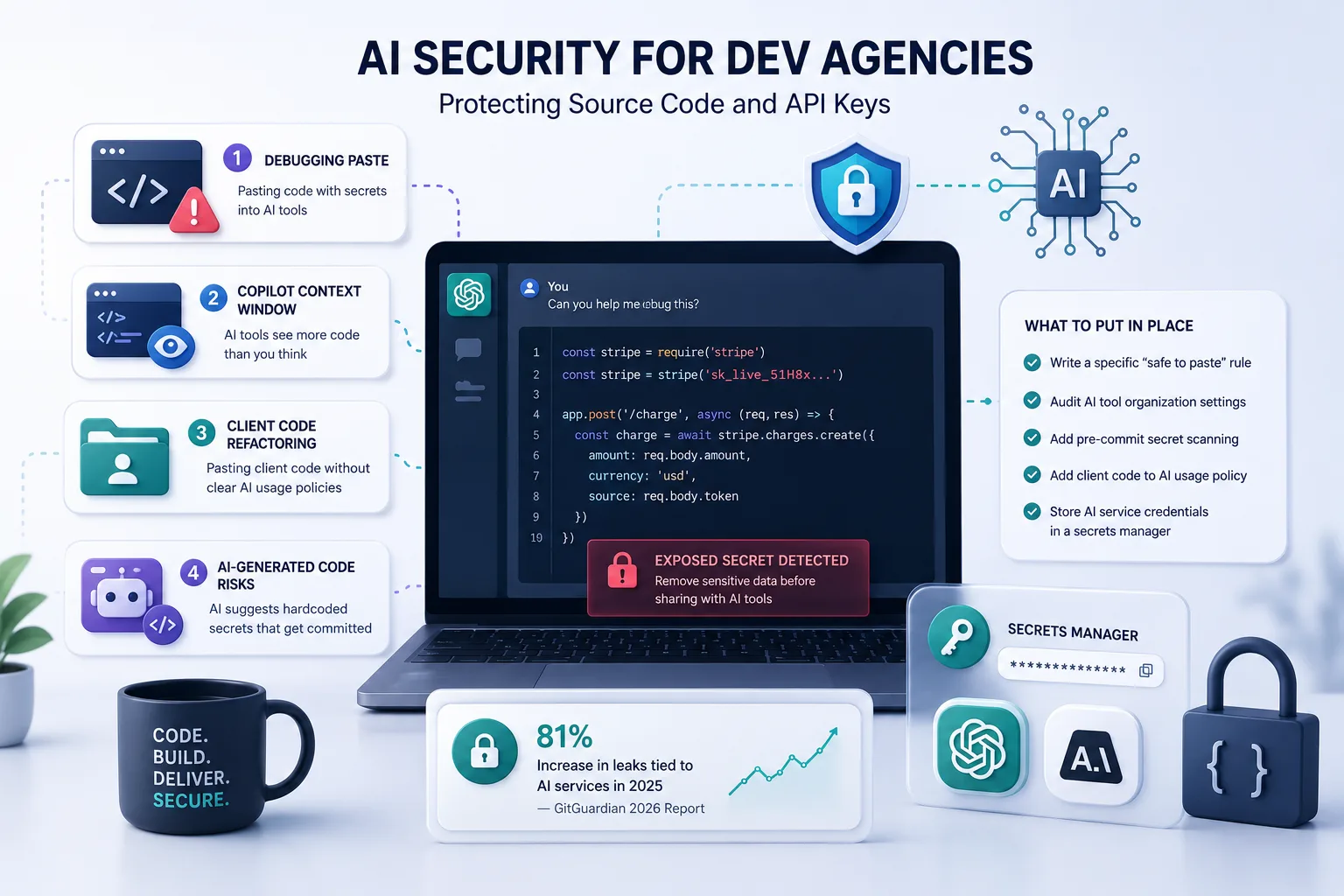 AI Security for Dev Agencies: Protecting Source Code and API Keys