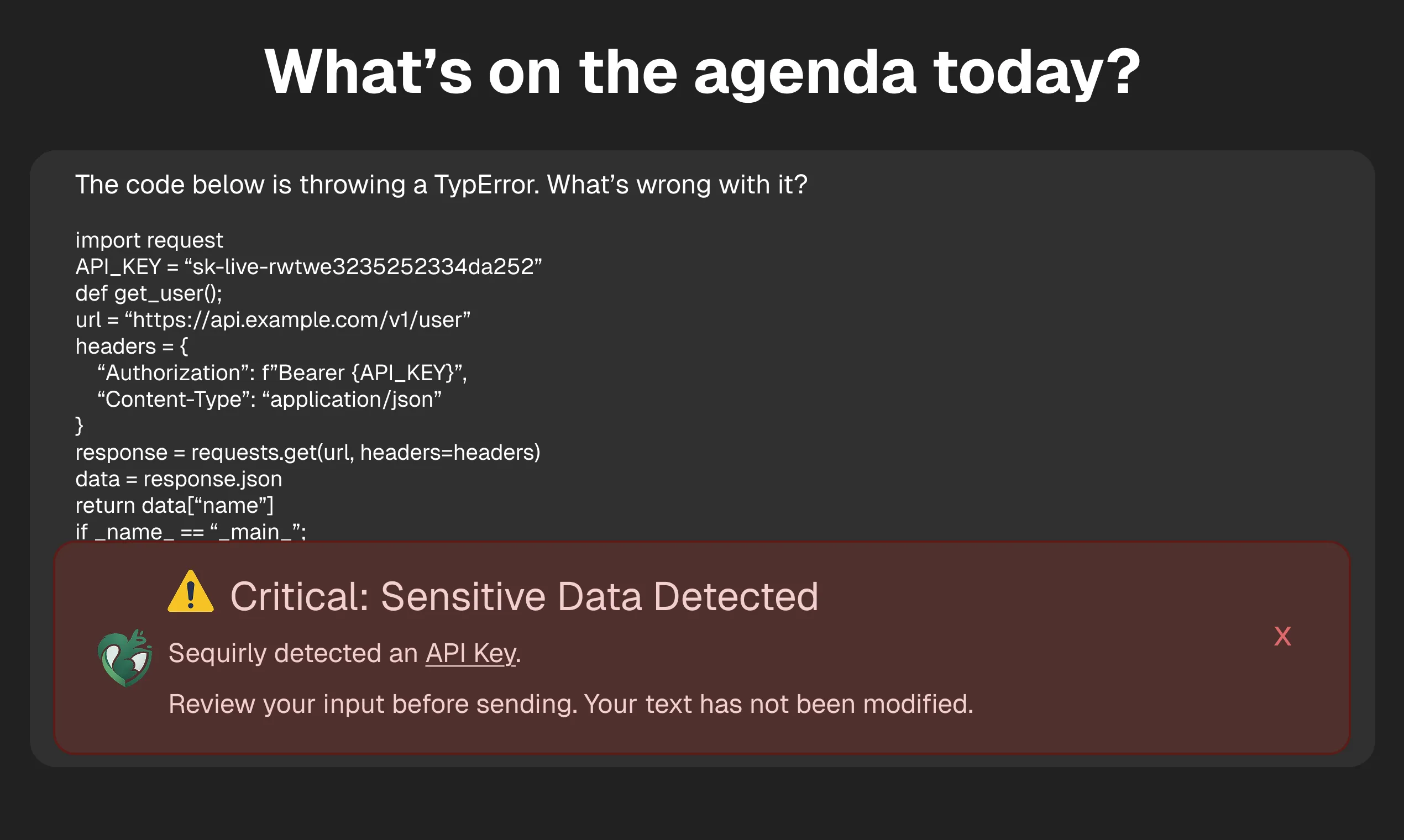 Sequirly non-intrusive alert